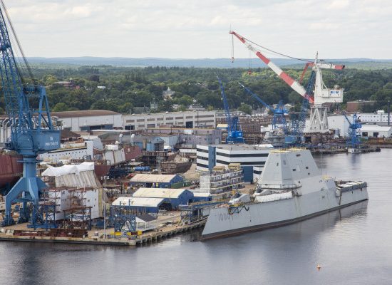 The USS Zumwalt at Bath Iron Works.